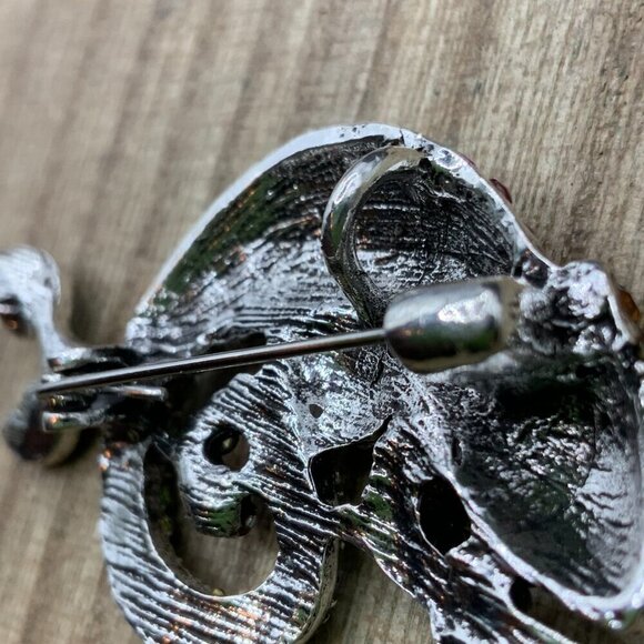 Chameleon Multi Colored Rhinestone Pendant Brooch Pin - Picture 5 of 8